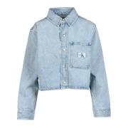 Calvin Klein Jeans Denim kort jacka med tryckknappar Blue, Dam