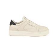 Emporio Armani Klassiska Sneakers i Läder och Polyester Beige, Herr