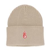 VISION OF SUPER Flames Logo Beanie Hat Brown, Unisex