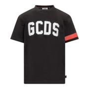 GCDS Svart Logga T-shirt med Röda Band Black, Herr