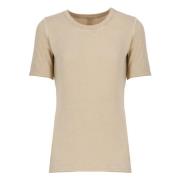 UMA WANG Räfflad Crewneck Topp för Kvinnor Beige, Dam