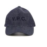 A.P.C. Denim Baseball Hat Stiligt Logodetalj Blue, Herr