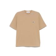 Stone Island Kompass Patch Bomull T-shirt i Biscuit Beige, Herr