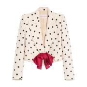 Valentino Beige Polka Dot Jacka Knappfästning Beige, Dam