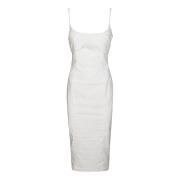 ROTATE Birger Christensen Ruched Cup Midi Klänning White, Dam