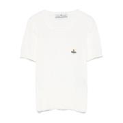 Vivienne Westwood Vit Topp med Signatur Orb Logo White, Dam