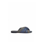 Fabiana Filippi Denim platt sandal med lädersula Blue, Dam