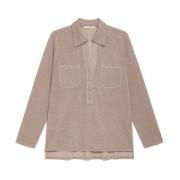 MALIPARMI Lurex Sweater med Shiny Fluid Beige, Dam