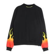 VISION OF SUPER Röd Crewneck Sweatshirt med flammönster Black, Herr