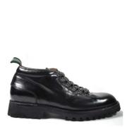 GREEN GEORGE Svarta läder Anfibio sneakers Black, Herr