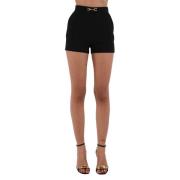 Elisabetta Franchi Crêpe shorts med gyllene detaljer Black, Dam