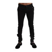 Dolce & Gabbana Svarta Skinny Bomullsstretchbyxor Black, Herr