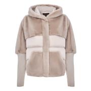 Cesare Gaspari Oversized Faux Fur Jacket - Ivory Beige, Dam