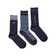 Emporio Armani Blå Bomull Crew Socks Blue, Herr