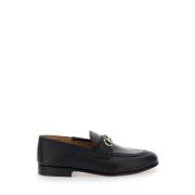 Salvatore Ferragamo Svarta läderloafers med Gancini-detalj Black, Dam