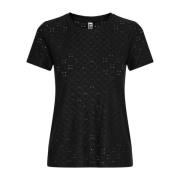 JACQUELINE de YONG Svart Eyelet Detalj T-shirt Black, Dam