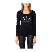 Armani Exchange Tryckt långärmad T-shirt Black, Dam