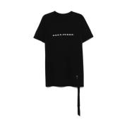 Rick Owens Svart Crew Neck Slogan Print T-shirt Black, Herr