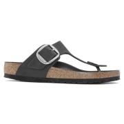 Birkenstock Svarta Lädersandaler Black, Dam