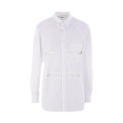 Comme des Garçons Vit Poplin Skjorta med Cut-Out White, Herr