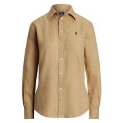 Polo Ralph Lauren Khaki Classic Fit Linneskjorta Beige, Dam