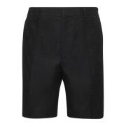 Fendi Svarta Linne Bomullsshorts med Fickor Black, Herr