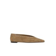 TotêMe Suede Lace-Up Ballerinas Beige, Dam