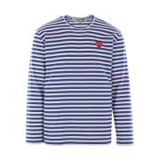 Comme des Garçons Play Randig långärmad hjärtmärke tee Blue, Herr