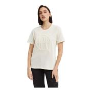 Jean Paul Gaultier Kräm Logotyp Präglad T-shirt White, Dam