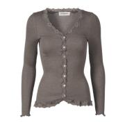 Rosemunde Feminin Spets Cardigan Mellembrun Brown, Dam