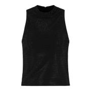 Emporio Armani Svart Studded Ärmlös Topp Black, Dam