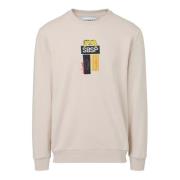 Iceberg Puder vit crewneck sweatshirt i scuba tyg och logotyp Beige, H...