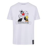 Iceberg Vit bomullst-shirt med Looney Tunes-tryck White, Herr