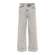 Kaffe Grå Tvättad Denim Straight Leg Jeans Gray, Dam