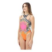 Versace Jeans Couture Barocco Zebra Print Body Top Multicolor, Dam