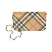 Burberry Vintage Check Mönster Kedje Plånbok Multicolor, Dam