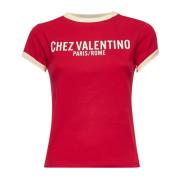 Valentino Kontrast Crewneck T-shirts och Polos Red, Dam