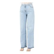 ViCOLO Ljus Denim Flared Ankel Jeans Blue, Dam