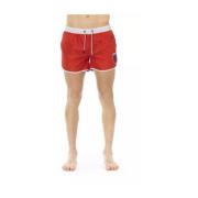 Bikkembergs Vibrant Red Swim Shorts med Frontprint Red, Herr