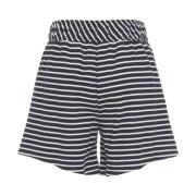 8PM Blårandig Elastisk Midja Bermuda Shorts Blue, Dam