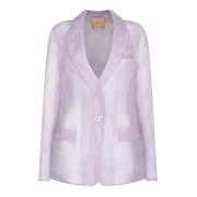 Twinset Genomskinlig Organza Blazer i Lila Purple, Dam