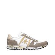 Premiata Beige Mocka Sneakers med Vit Detalj Multicolor, Herr