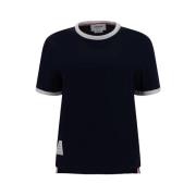 Thom Browne Kontrastribbad Crew Neck T-shirt Blue, Dam