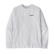 Patagonia Men's Longsleeve P-6 Logo Responsibili-Tee White