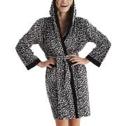 Damella Velour Leo Hoodie Robe Leopard Small Dam