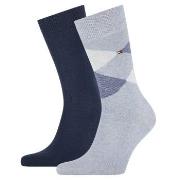 Tommy Hilfiger Strumpor 2P Men Sock Check Blå Strl 39/42 Herr