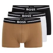 BOSS Kalsonger 3P Trunk Bold Svart/brun bomull Medium Herr