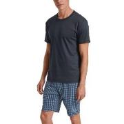 Calida Relax Imprint 2 V Neck Short Pyjama Mörkblå bomull Small Herr