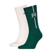 Tommy Hilfiger Strumpor 2P Monogram Sock Grön/Vit Strl 39/42 Herr