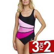 Damella Laura Chlorine Resistant Swimsuit Svart/Rosa 38 Dam